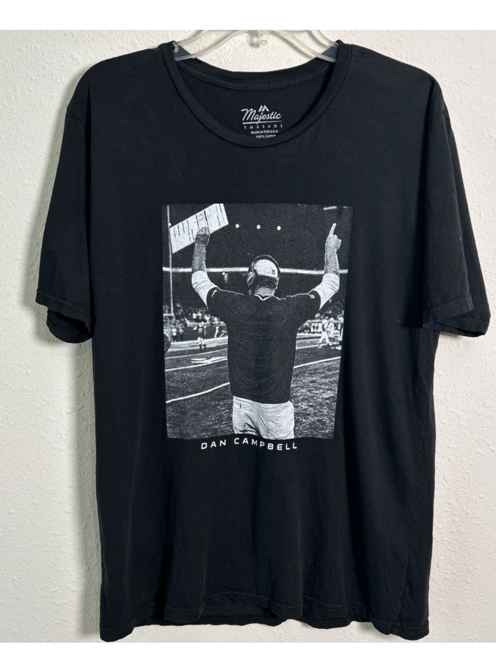 Dan Campbell Detroit Lions Majestic Threads NFL Black T-Shirt Men’s Medium
